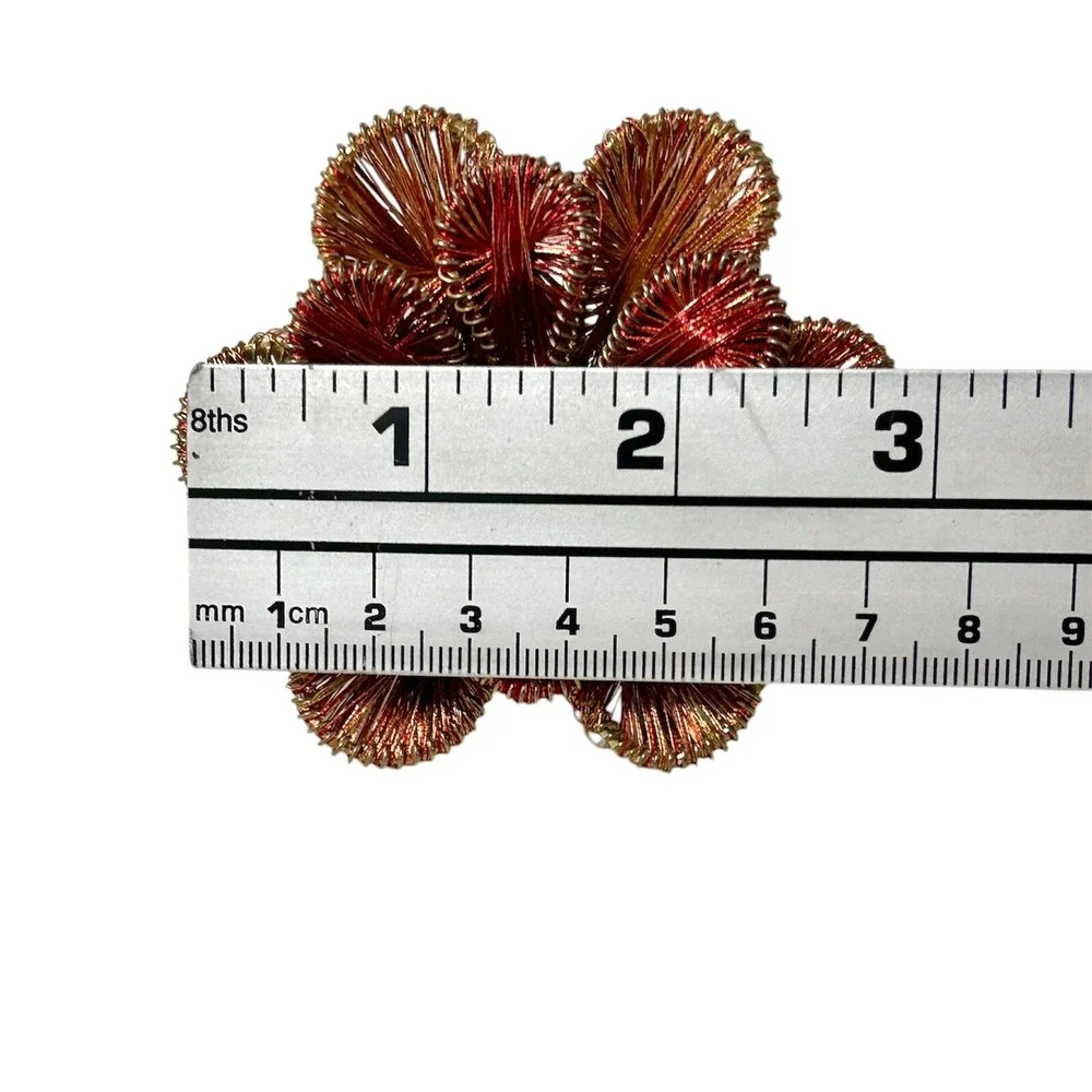 Pier 1 Wired Beaded Napkin Rings Flowers Gold and Red‎ Set of 8